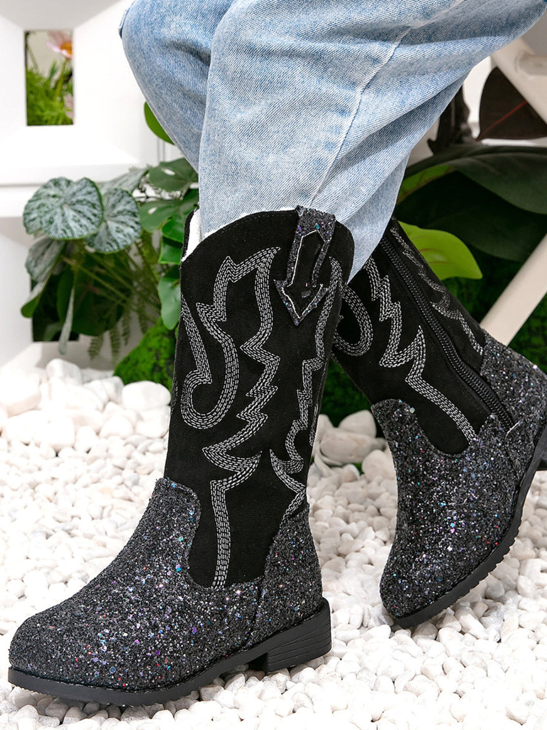 Western Mid-Calf Sparkle Cowgirl Boots