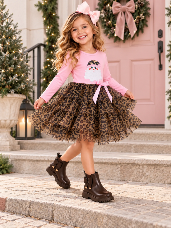 Chic For Santa Leopard Print Tutu Dress