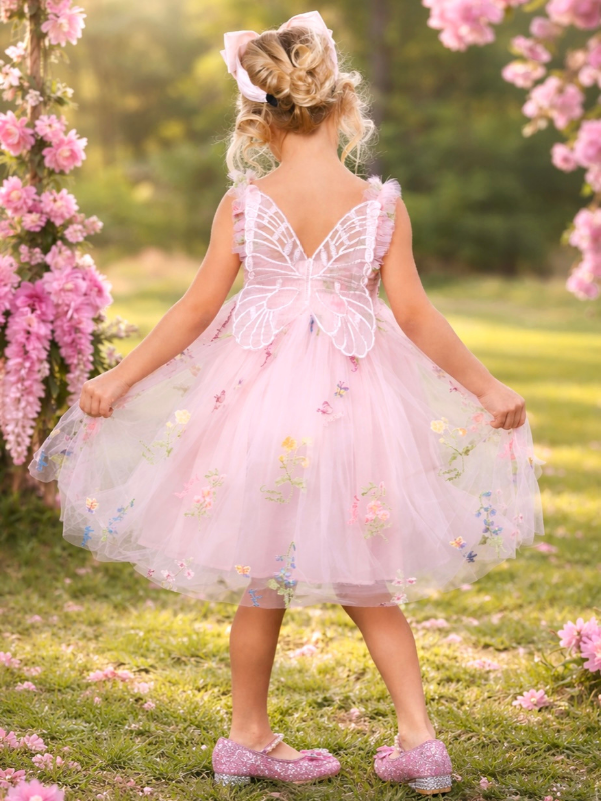 Butterfly Garden Embroidered Tulle Party Dress