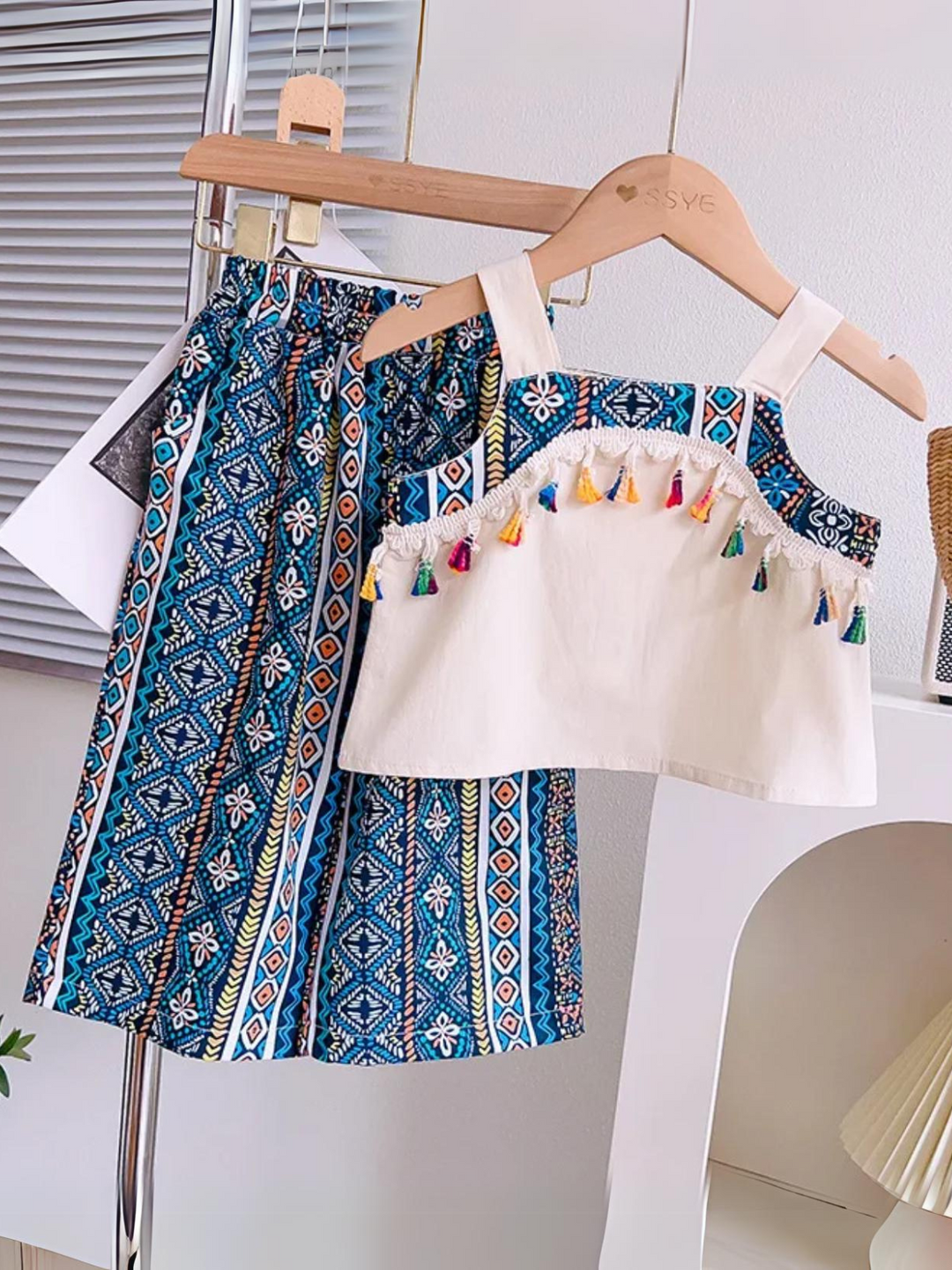 Mia Belle Girls Boho Print Wide Leg Pants Set | Girls Summer Outfits