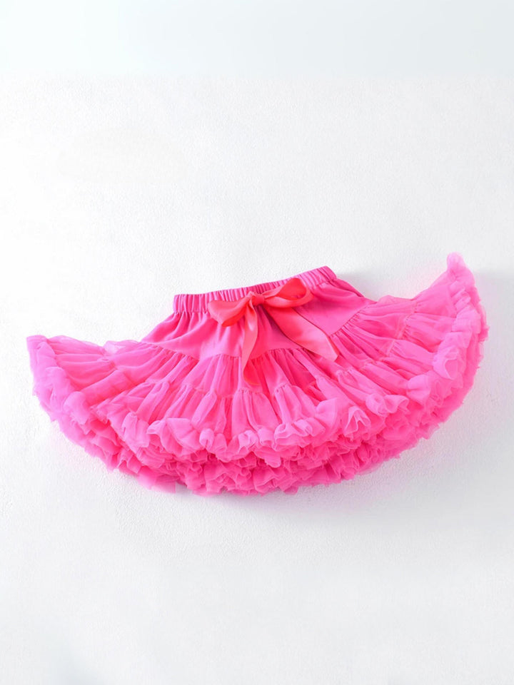 Adorable Fluffy Tulle Tutu Skirt with Satin Bow Mia Belle Girls