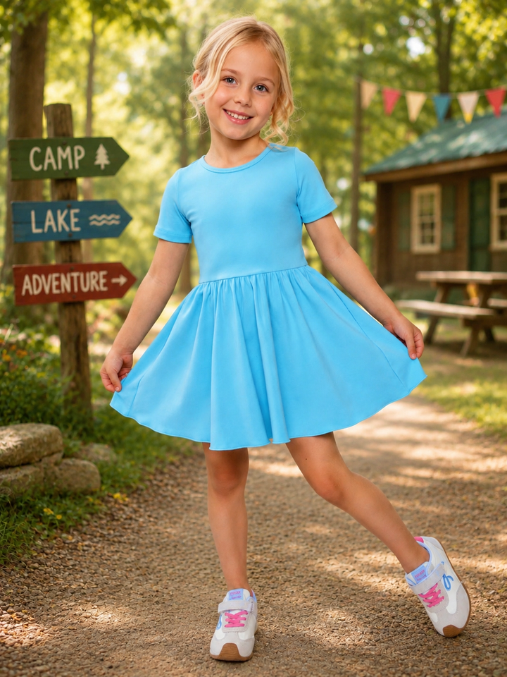 Sky Breeze Active Twirl Dress & Biker Short Set