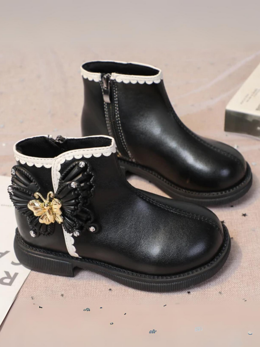 Girls Elegant Chic Casual Ankle Boots with Butterfly Design By Liv and Mia Mia Belle Girls