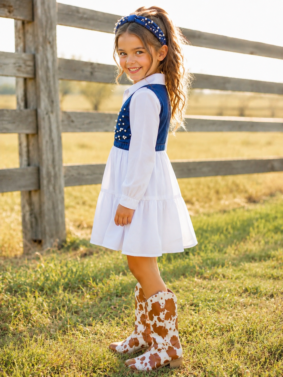 Delicate Dream Dress And Denim Vest Set – Mia Belle Girls