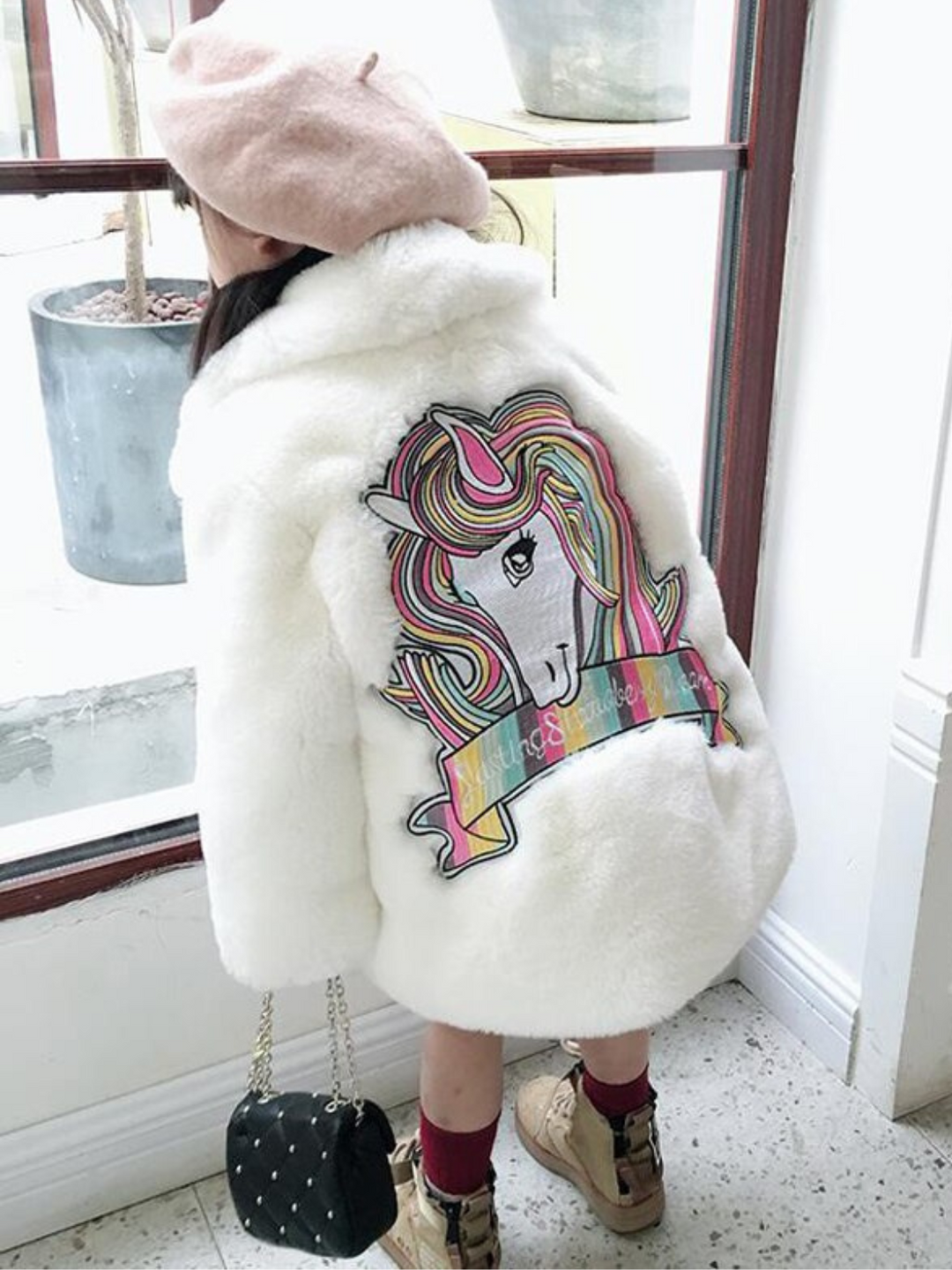 Sprinkle Magic Faux Fur Unicorn Winter Coat Mia Belle Girls