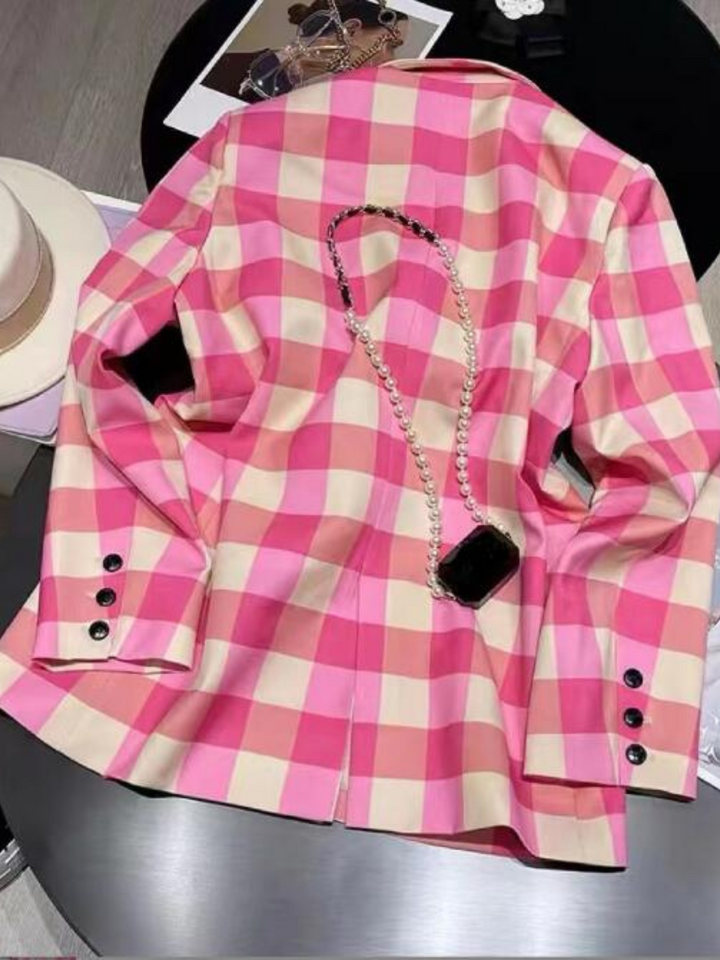 Preppy In Pink Gingham Blazer Mia Belle Girls