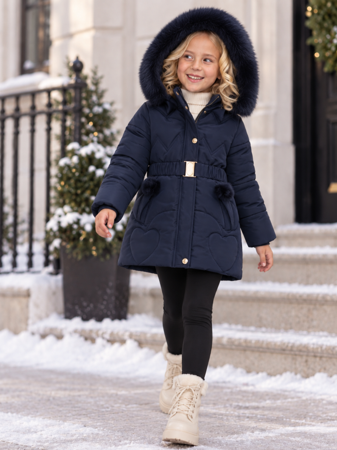 Girls Snow Angel Cozy Hooded Winter Coat