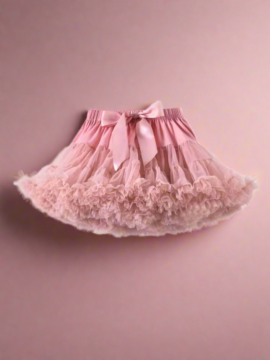 Adorable Fluffy Tulle Tutu Skirt with Satin Bow Mia Belle Girls