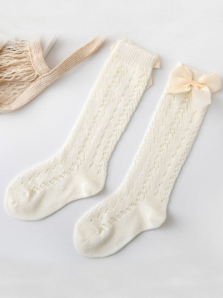 Hello, Sunshine! Eyelet Knit Knee-High Socks Mia Belle Girls