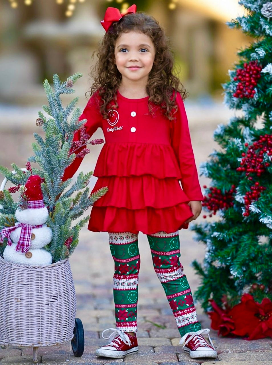 SmileyWorld Festive Ruffle Top and Legging Set Mia Belle Girls