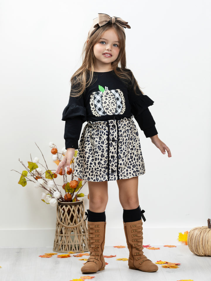 Wild Pump-Queen Leopard Skirt Set Mia Belle Girls