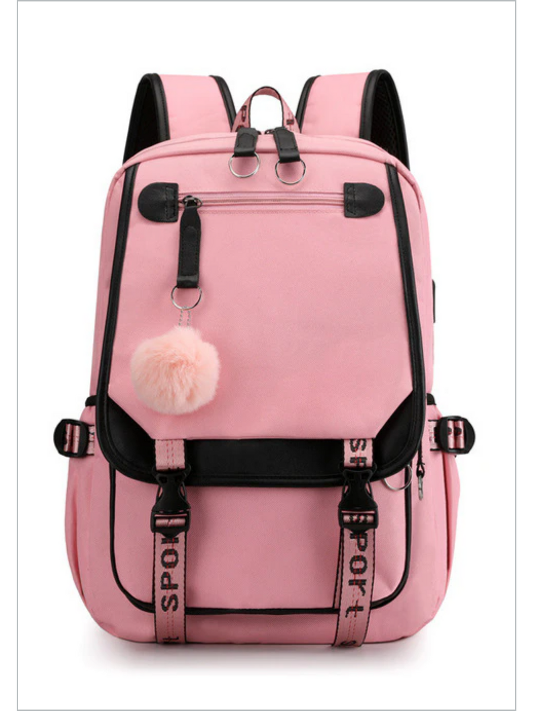 Campus Cool Girl USB Port Backpack Black / One Size