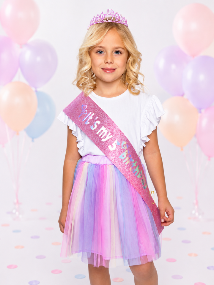 5th Birthday Princess Tiara & Sash Set Mia Belle Girls