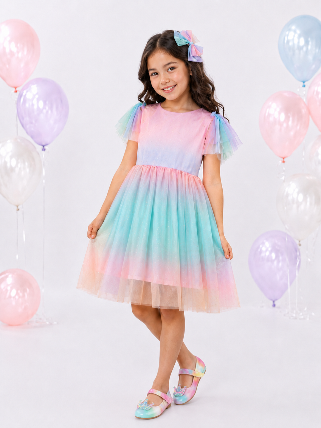 Cotton Candy Pastel Rainbow Party Dress Mia Belle Girls