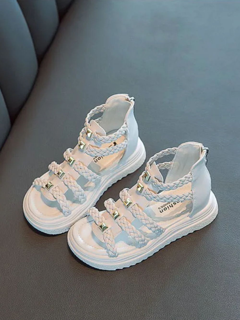 Trendy Girls' Braided Gladiator Sandals - Stylish and Comfortable By Liv and Mia Mia Belle Girls