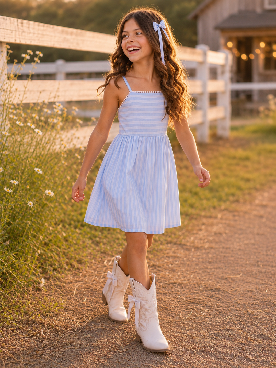 western party wear dress for girls Wildflower Cowgirl Pink Ruffle Dress