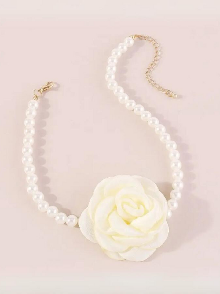 Mia Belle Girls Rose Pearl Choker Necklace | Girls Accessories