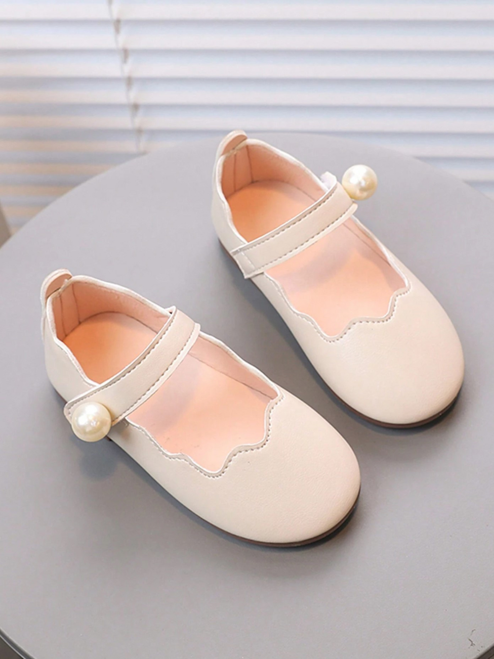 Girls Scalloped Mary Jane Flats with Pearl Detail By Liv and Mia Mia Belle Girls