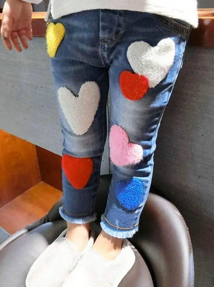 Girls Got Enough Love Denim Jeans with Frayed Hem Mia Belle Girls