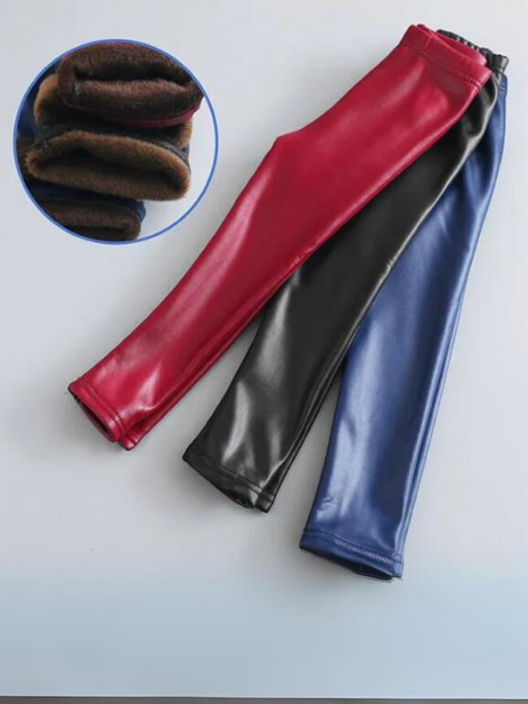 Mia Belle Girls Fleece-Lined Vegan Leather Leggings | Girls Casual