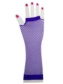 Girls Purple Fishnet Gloves
