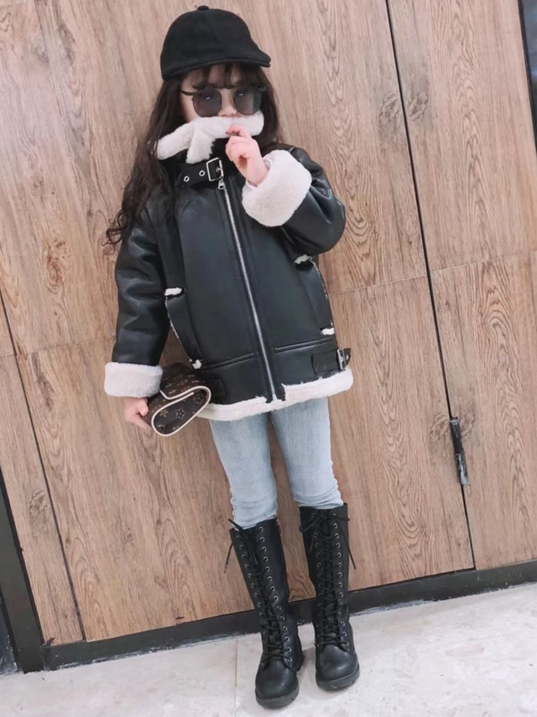 Mia Belle Girls Fleece Lined Vegan Leather Jacket | Winter Jackets