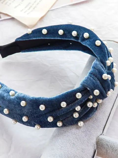 Little Girls Accessories | Toddler Velvet & Pearl Twist Knot Headband