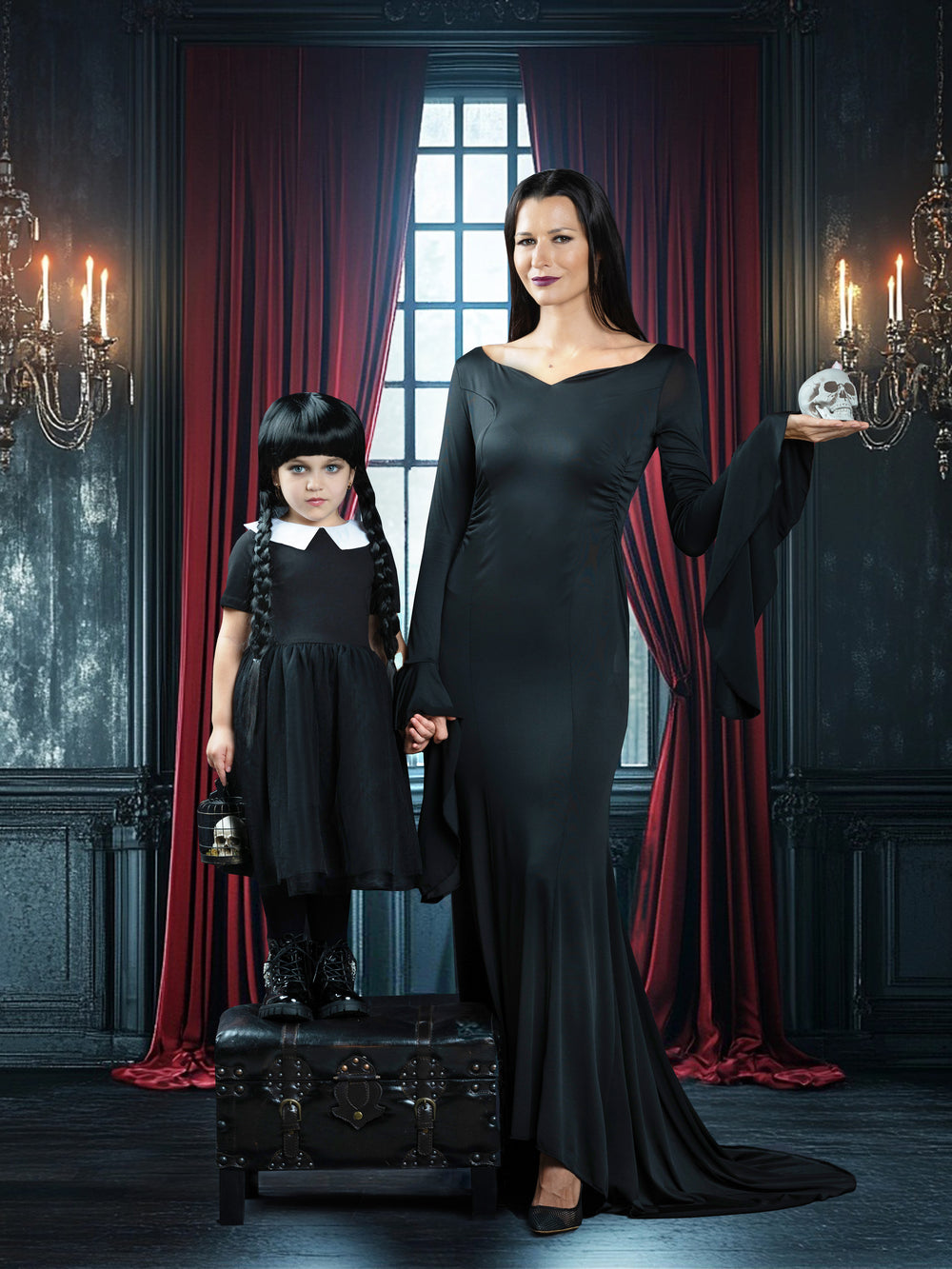 Womens Morticia Spooky Costume Dress Mia Belle Girls