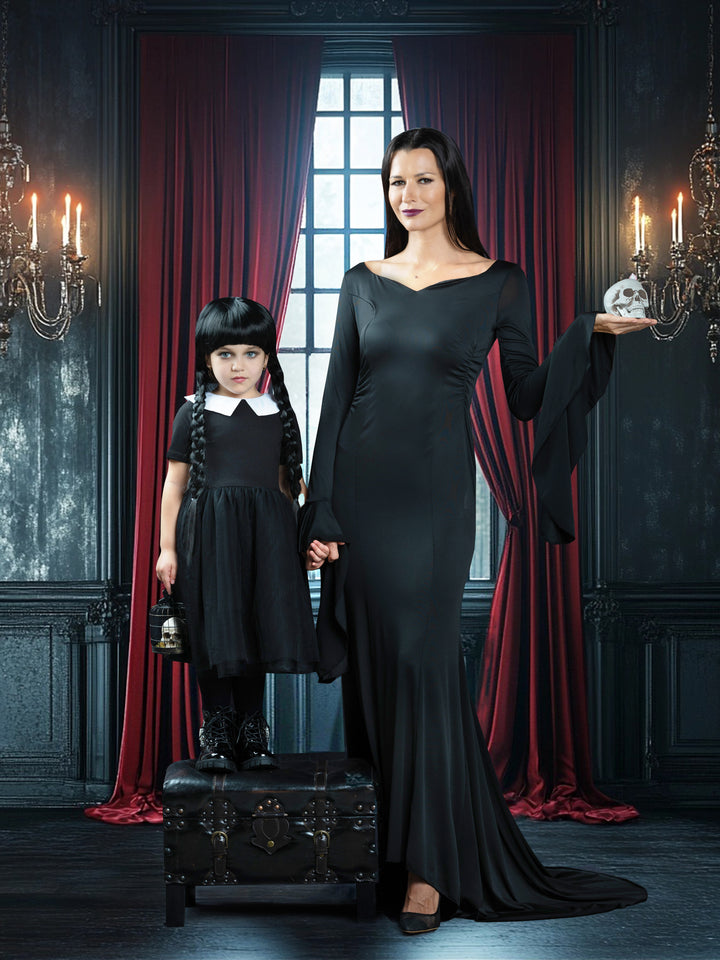 Womens Morticia Spooky Costume Dress Mia Belle Girls