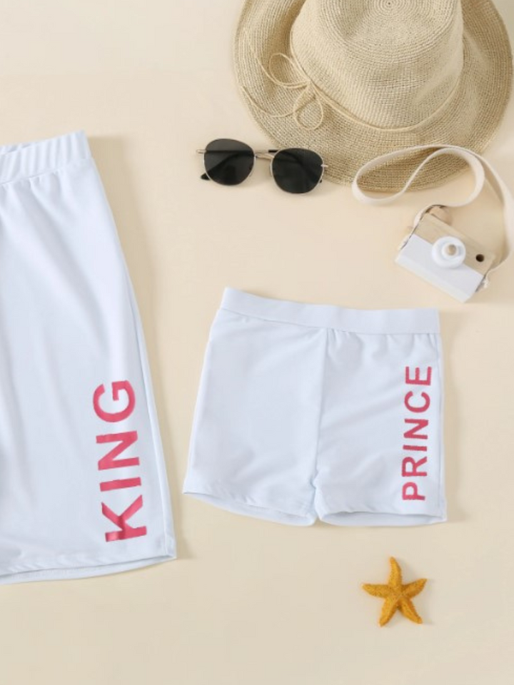 Family Swimsuits | Royalty Text Swimsuits & Trunks | Mia Belle Girls
