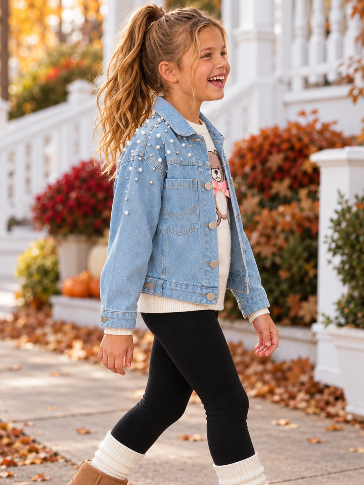 Pretty Pearl Embellished Denim Jacket