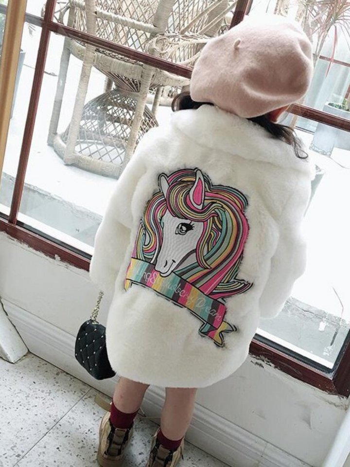 Sprinkle Magic Faux Fur Unicorn Winter Coat Mia Belle Girls