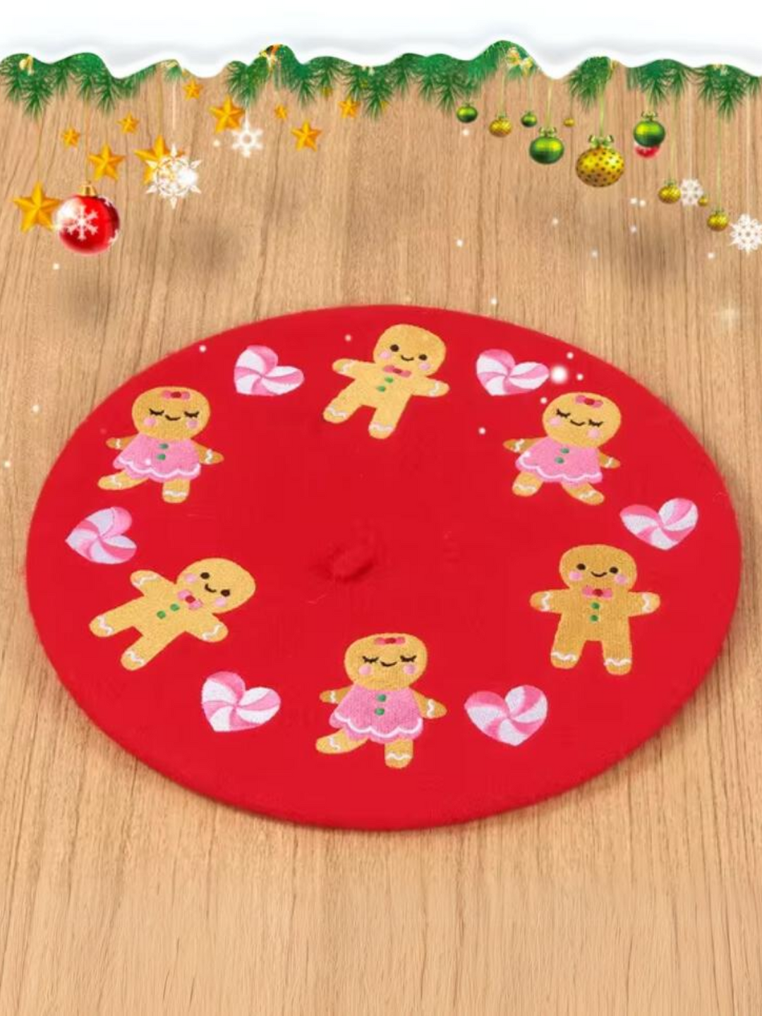 Cheerful Holiday Beret with Adorable Holiday Details Mia Belle Girls