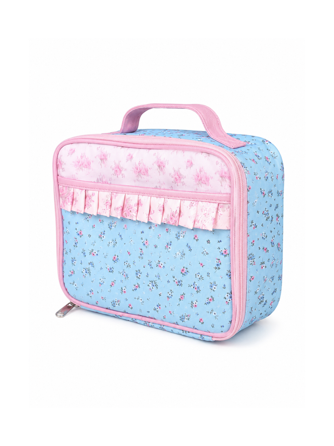 Blue Floral Quilted Insulated Lunch Bag