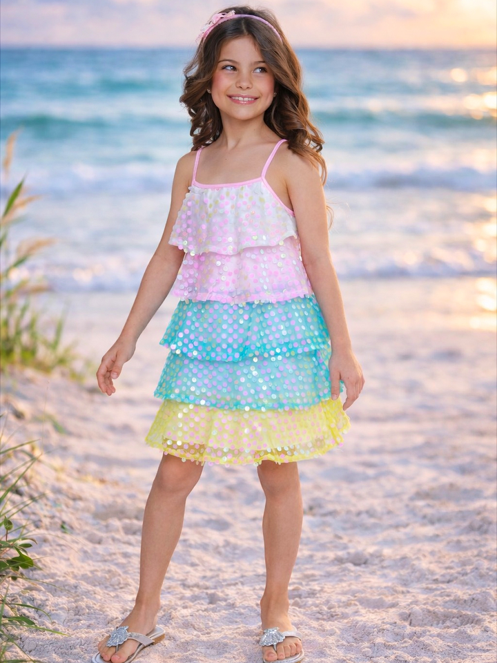 sparkle rainbow summer dress for girls