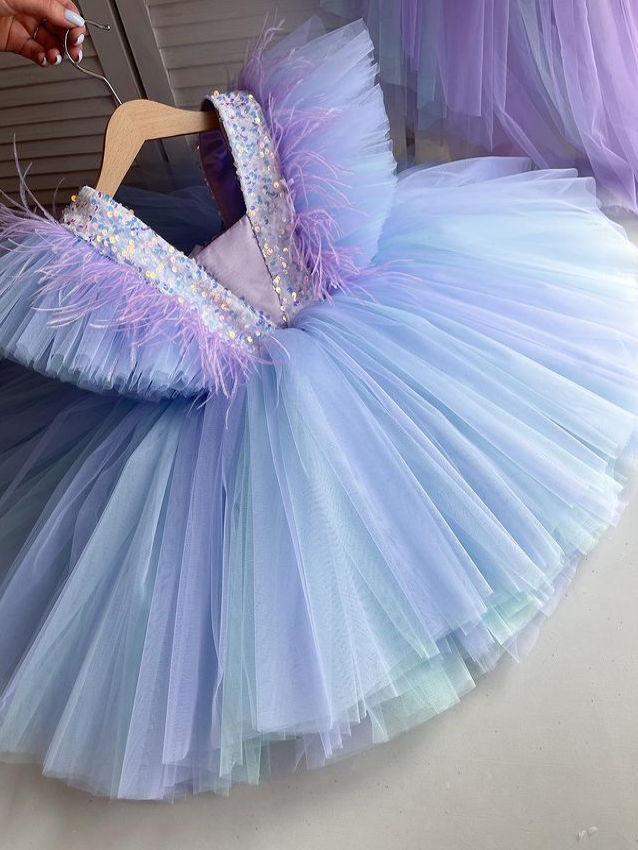 Fairytale Fantasy Hi-Lo Tulle Special Occasion Dress Blue / 3T