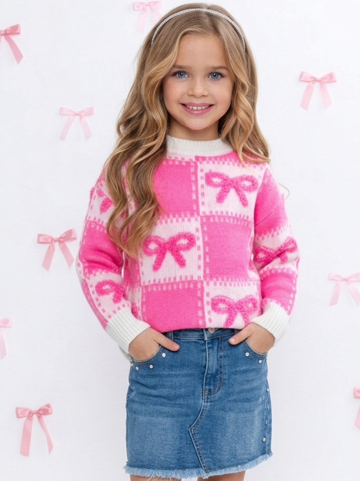 Coquette Pink Chenille Bows Sweater Mia Belle Girls