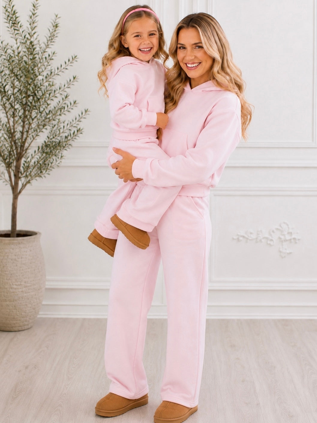 Mommy and Me Cozy Charm Fleece Hoodie and Flare Pant Set