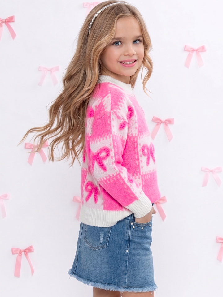 Coquette Pink Chenille Bows Sweater Mia Belle Girls