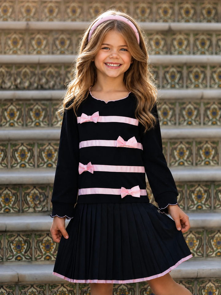 Bow Belle Pleated Knit Dress