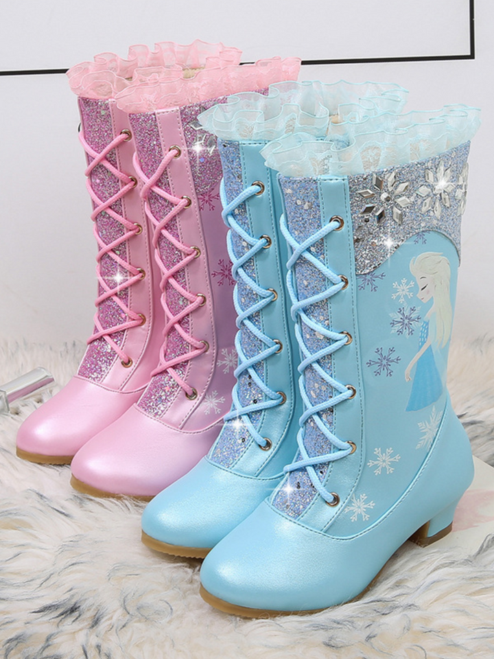Snow Princess Ruffle Trim Sparkly Boots By Liv and Mia Mia Belle Girls