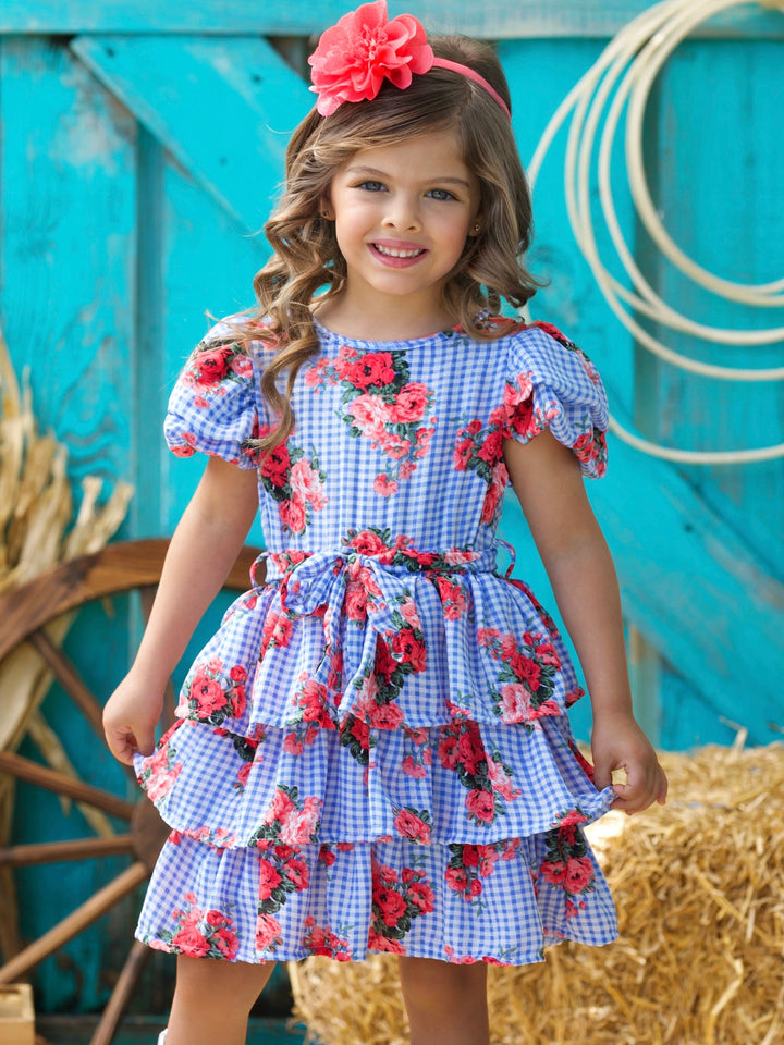 Bluebell Gingham Floral Casual Dress