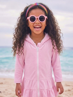 Cozy Splash Hooded Terry Ruffle Cover Up