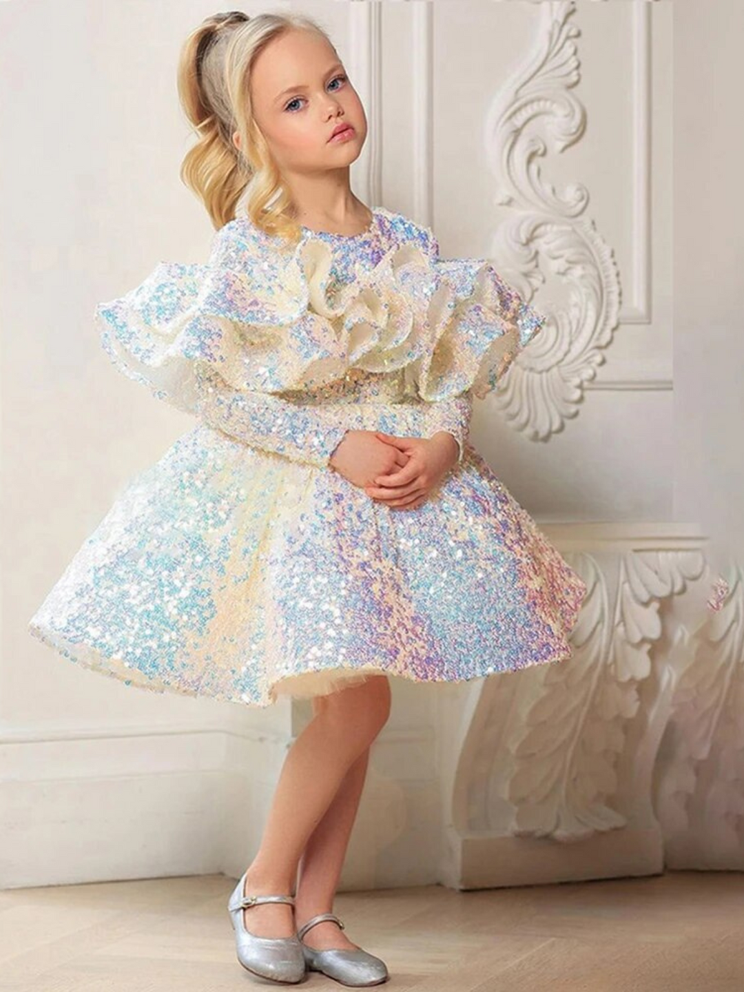 Sparkling Pastel Dream Sequin Mini Special Occasion Dress Mia Belle Girls