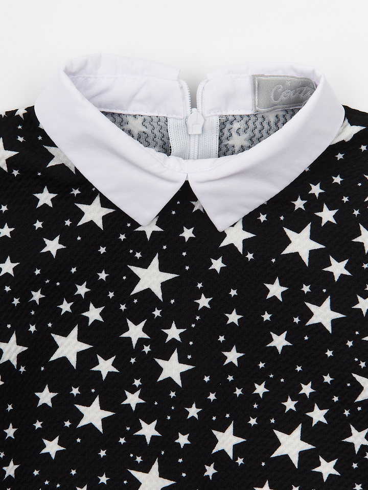 Black Stellar Star Collared Dress by Kids Couture Mia Belle Girls
