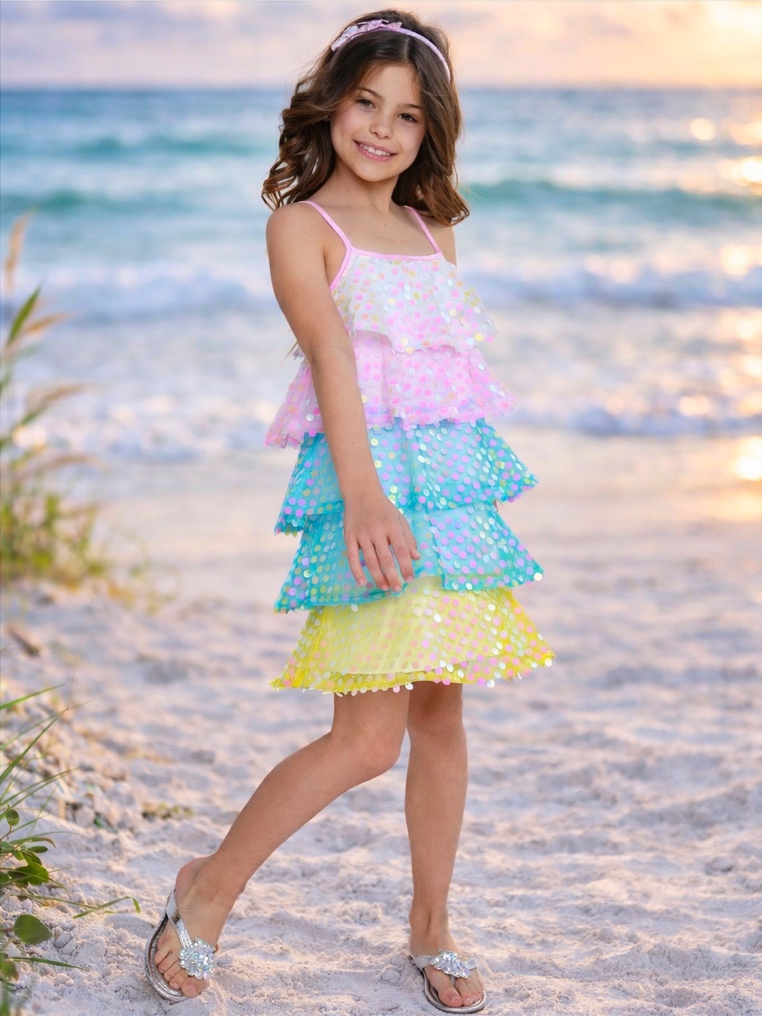 girls pastel dresses Girls Pastel Play Pink & Mint Green Dress Petit Clair