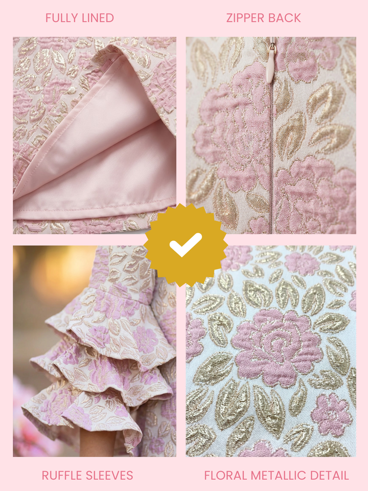Blossoming Pink Ruffle Sleeve Dress Mia Belle Girls
