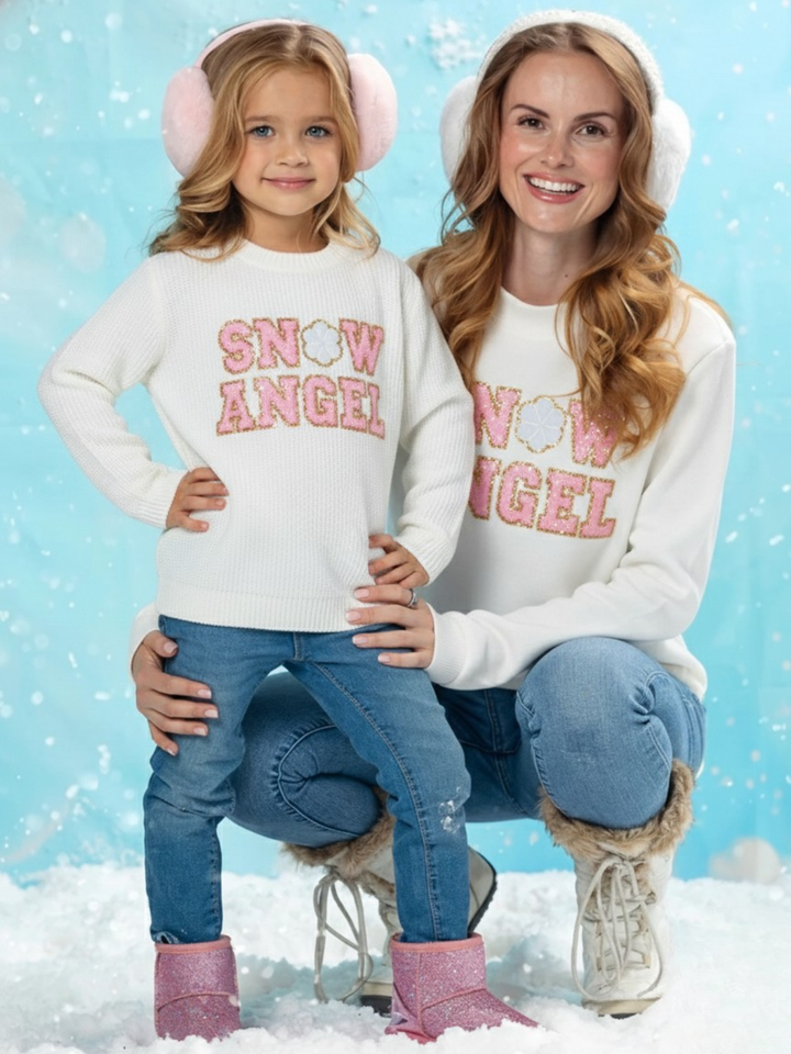 Mommy and Me Cozy Snow Angel Christmas Sweater Mia Belle Girls