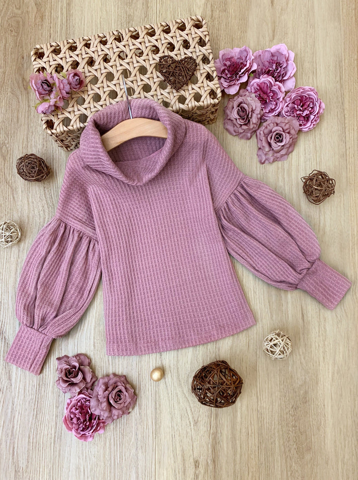 Mommy and Me Matching Sweaters | Fall Puff Sleeved Turtleneck Sweaters