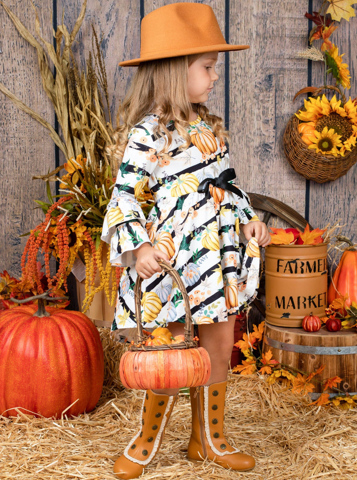 Girls Fall Outfits | Boho Chic Pumpkin Hi-lo Dress - Mia Belle Girls